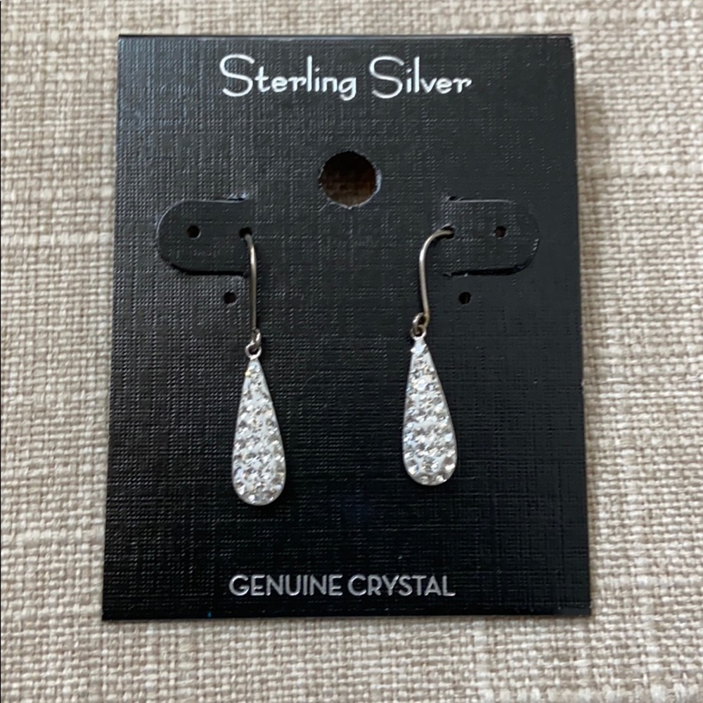 Genuine Crystal Sterling Silver Tear Drop Earrings